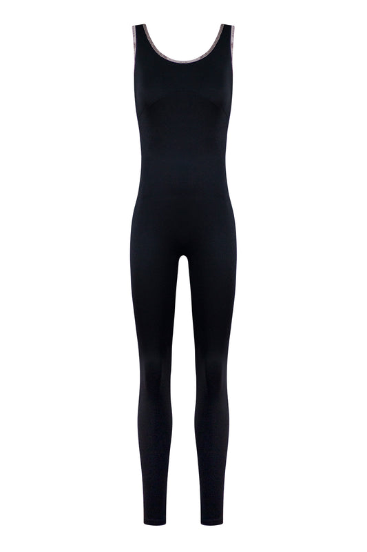 Anna Duo Unitard in M-Black body color with M-Black top color and CV-Phantom trim color