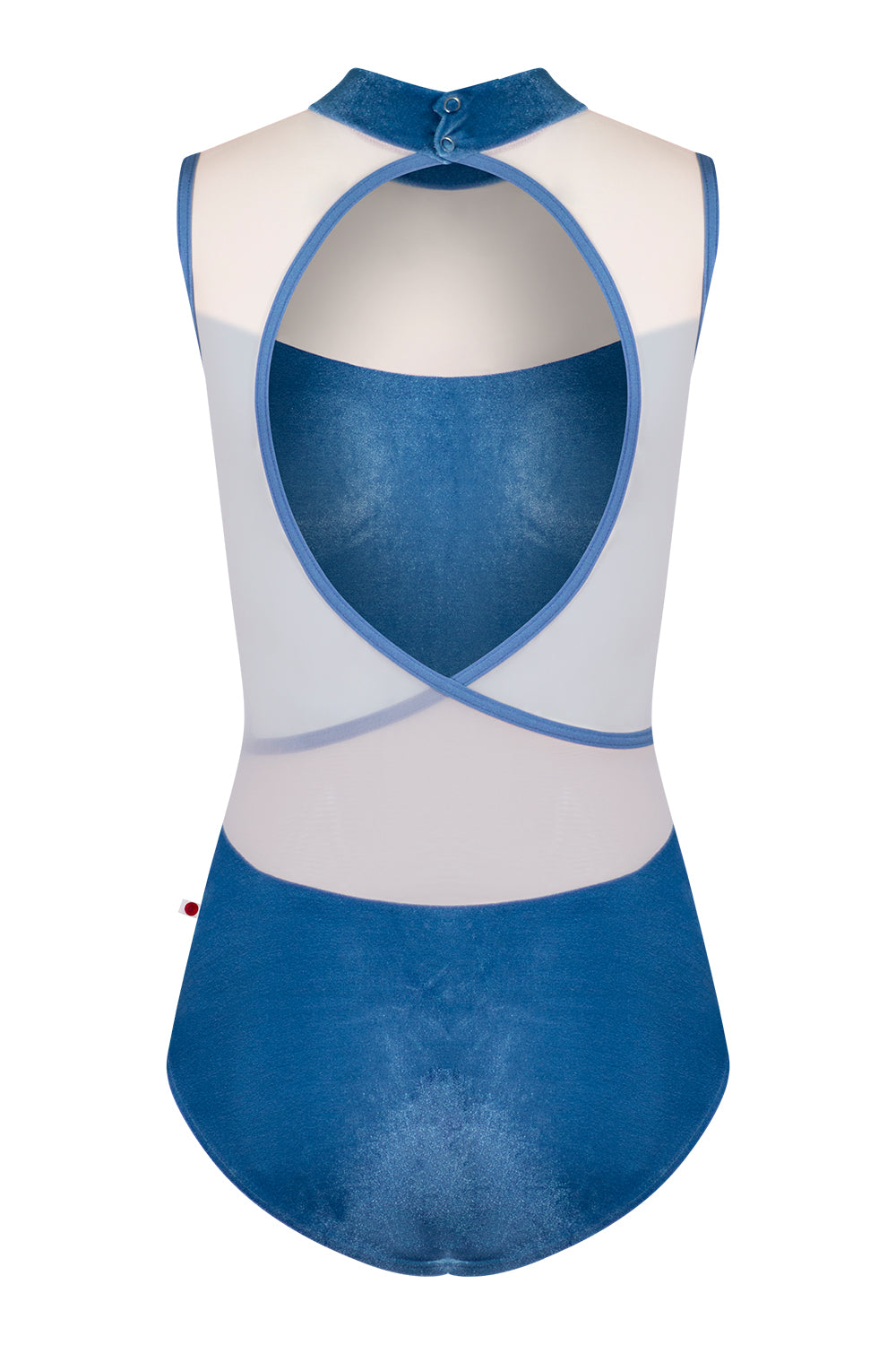 Camila extra high-cut leg leotard in V-Ocean body color with Mesh Blush top color and N-Arctic trim color