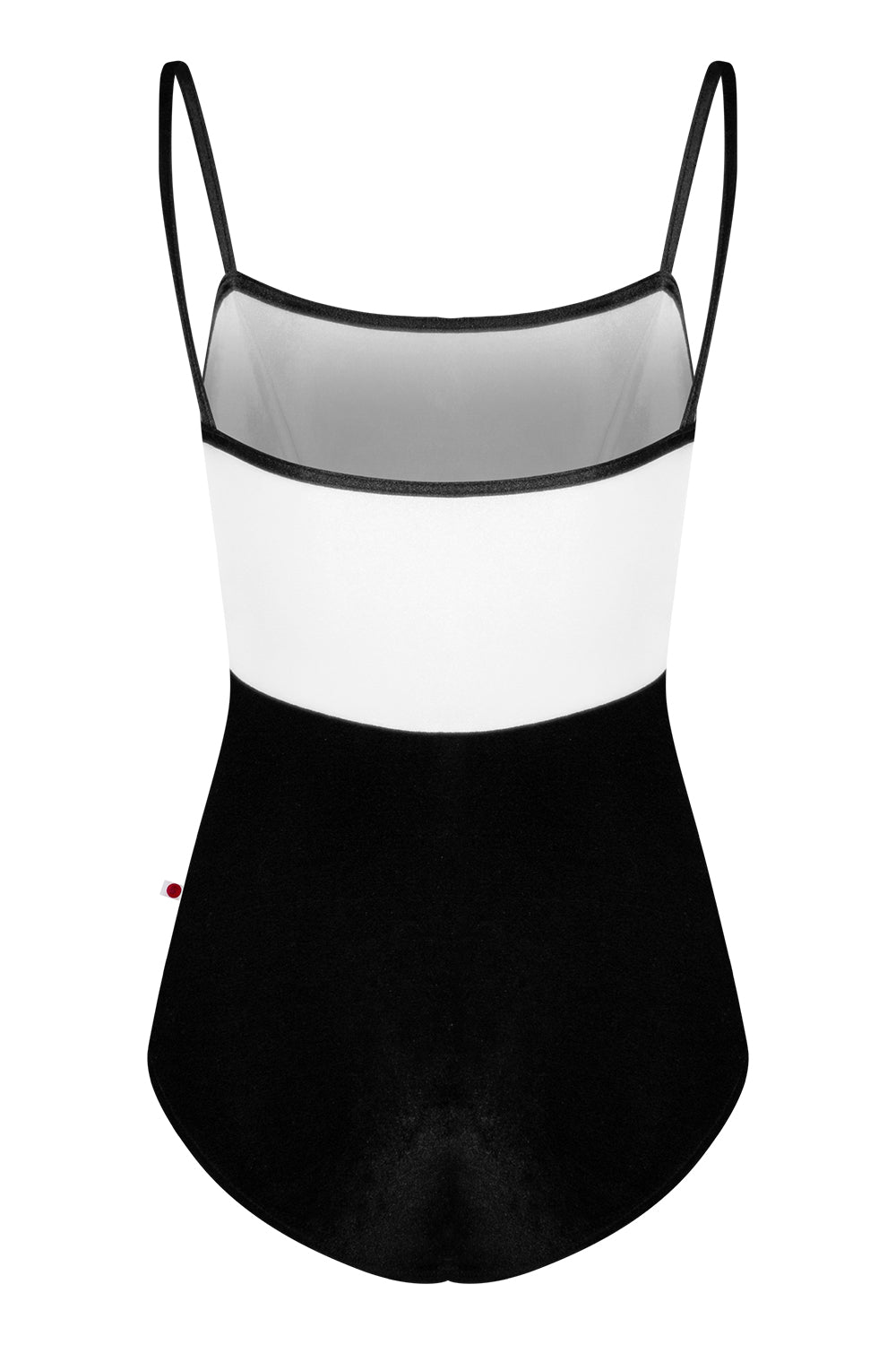 Denise extra high-cut leg leotard in V-Black body color with V-White top color and V-Black trim color